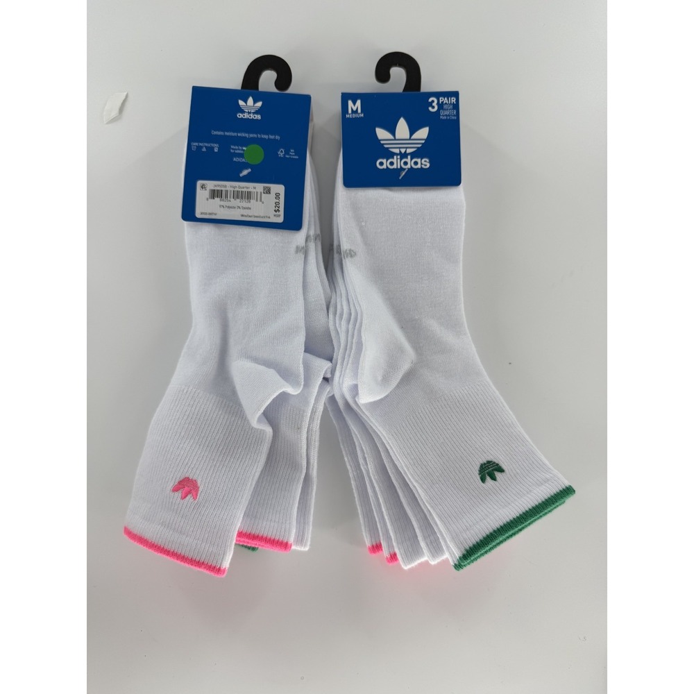 Adidas Luna High Quarter Socks Size Large 6 Pairs New Womens 10-13 Mens 8-12 - Picture 4 of 4